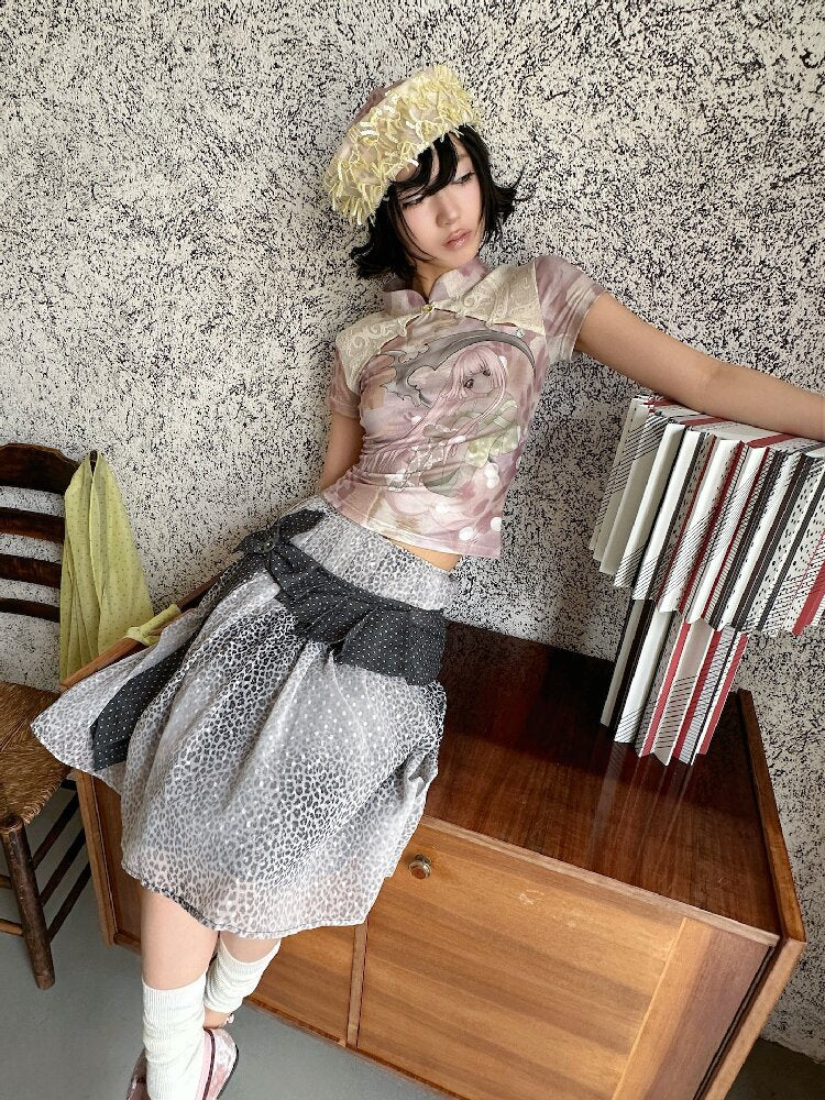 Cross Streamer Leopard Midi Skirt【s0000018088】