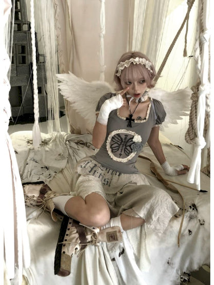 Bubble Sleeve Short Sleeve T-Shirt【s0000013525】