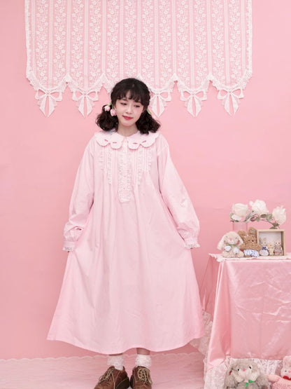 Round Neck Embroidered Pink Lace Dress【s0000013494】