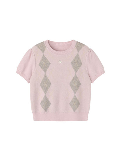 Twilight Flower Diamond Knit Top【s0000015676】