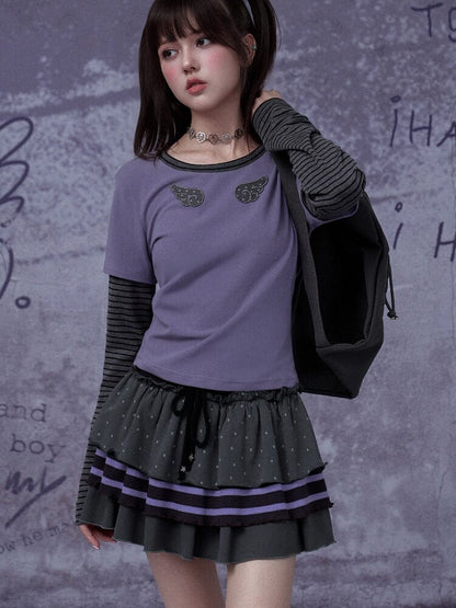 Fake Two Straight Shoulder T-shirt【s0000015763】