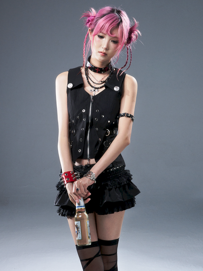 Punk Metal Slim-Fit Waist-Defining Vest【s0000012939】