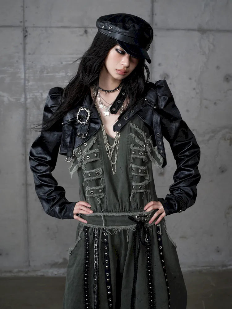 Stand Collar Ultra-Short Leather Jacket【s0000013950】