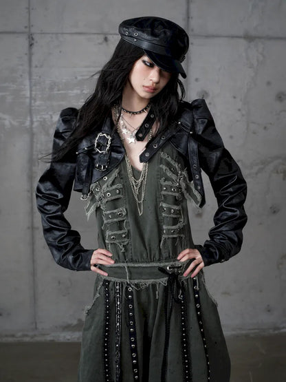 Stand Collar Ultra-Short Leather Jacket【s0000013950】