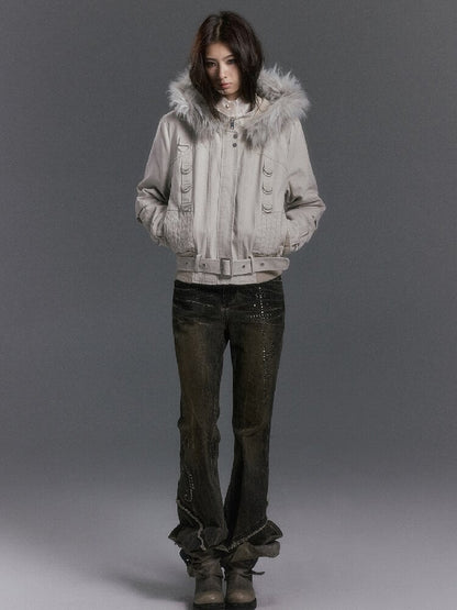 Riveted Distressed Dirty Dye Denim Pants【s0000019246】