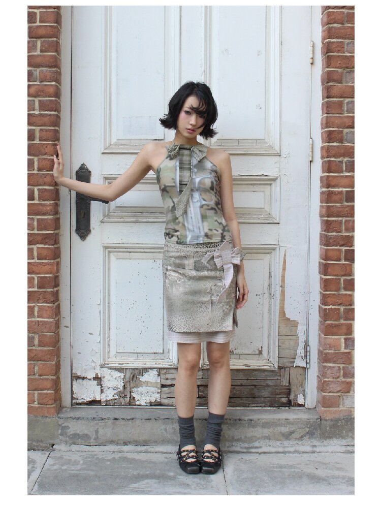 Cross Leopard Bow Midi Skirt【s0000018096】