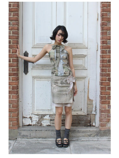 Cross Leopard Bow Midi Skirt【s0000018096】