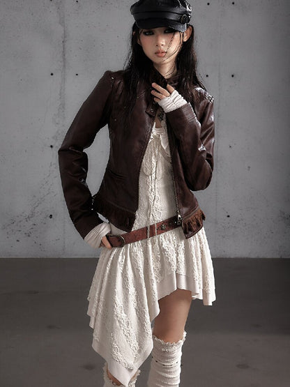 Riveted PU Leather Split Jacket【s0000019156】
