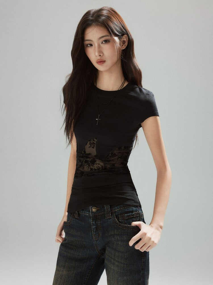 Two-Color Panelled Lyocell Top【s0000015596】