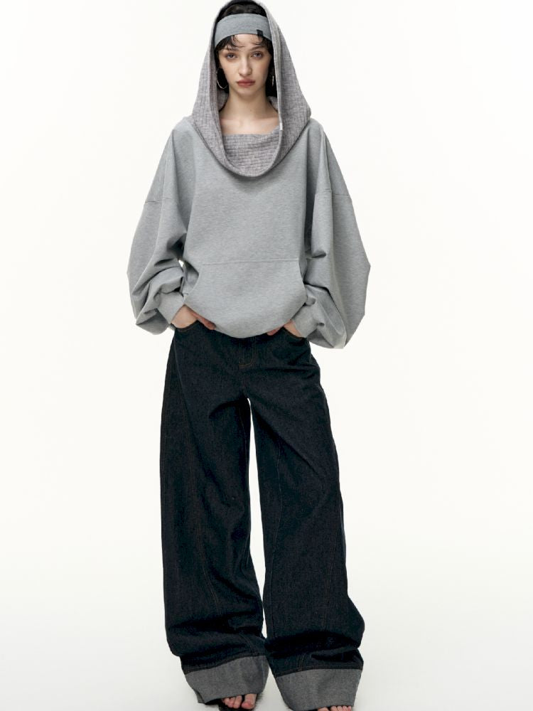 Ramped shoulder one-line collar loose pullover【s0000013735】