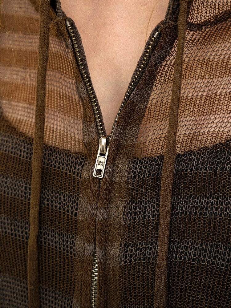Linen Blend Gradient Hooded Top【s0000017930】