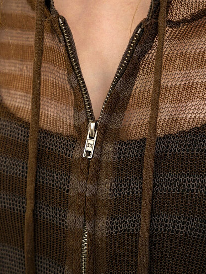 Linen Blend Gradient Hooded Top【s0000017930】