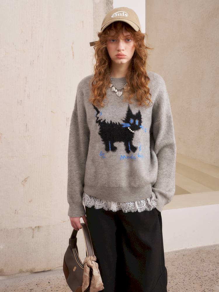 Long sleeves cute loose pullover sweater【s0000014382】