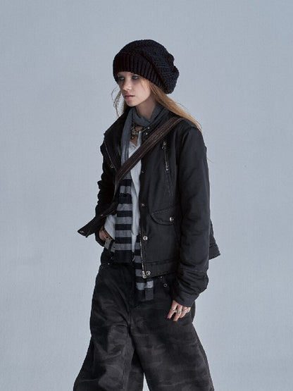 Metallic Black Quilted Jacket【s0000019089】