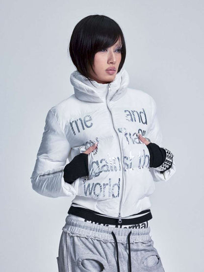 Two Tone Monogram Zip Padded Coat【s0000015012】