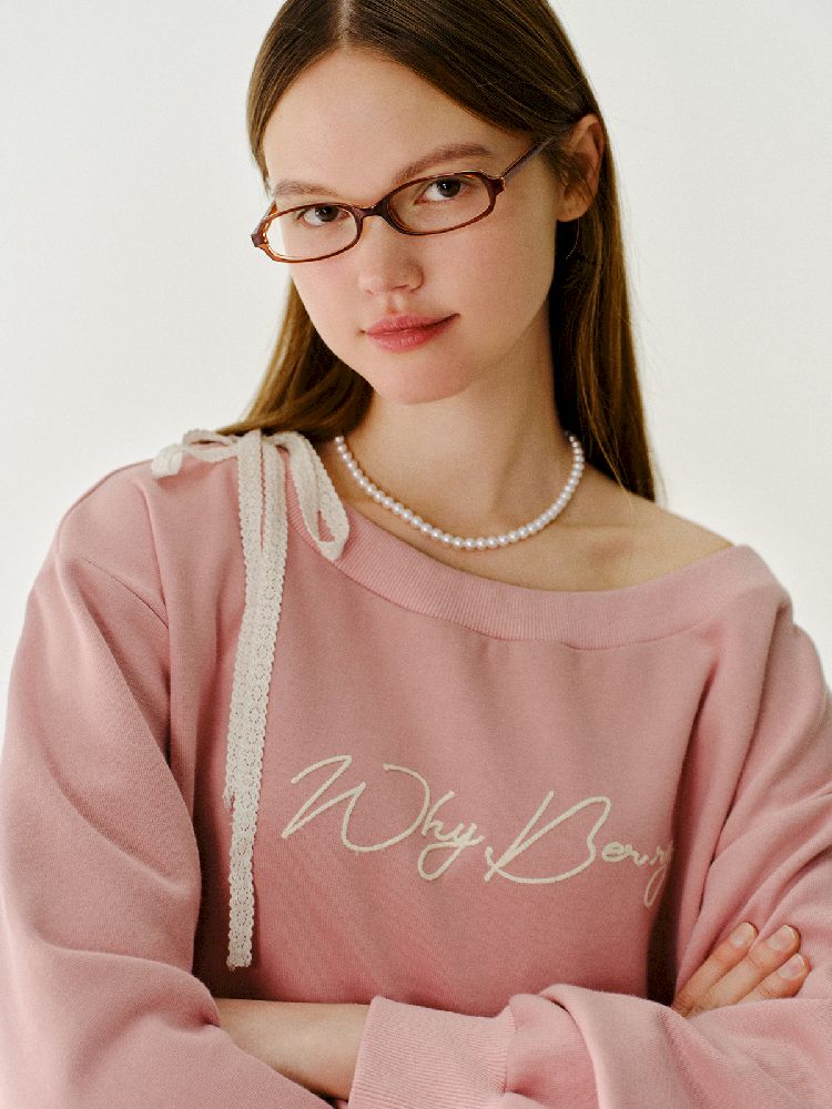 Lace Ribbon Sweatshirt Raglan Top【s0000011980】