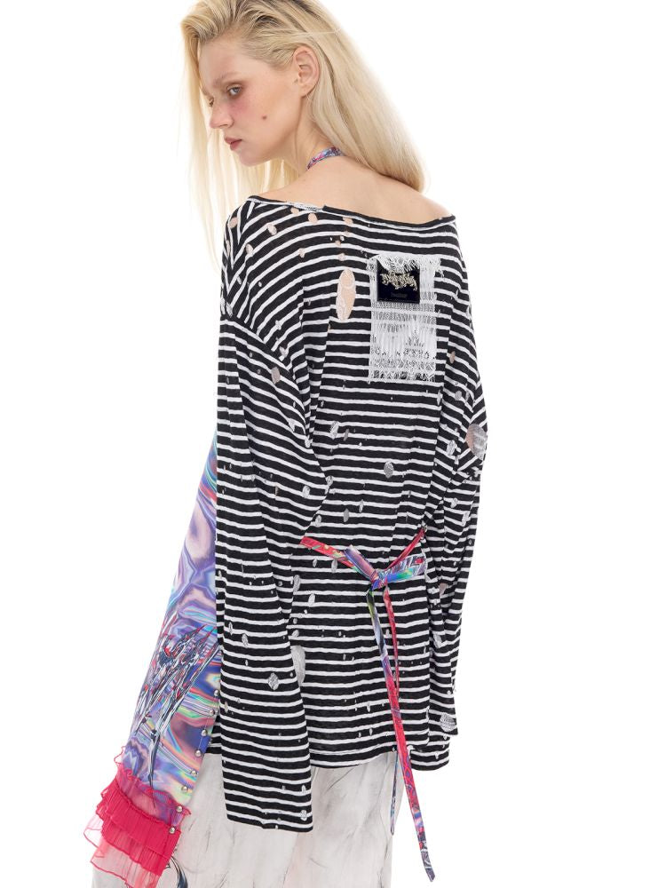 Lace rivet punk lace-up apron【s0000012970】