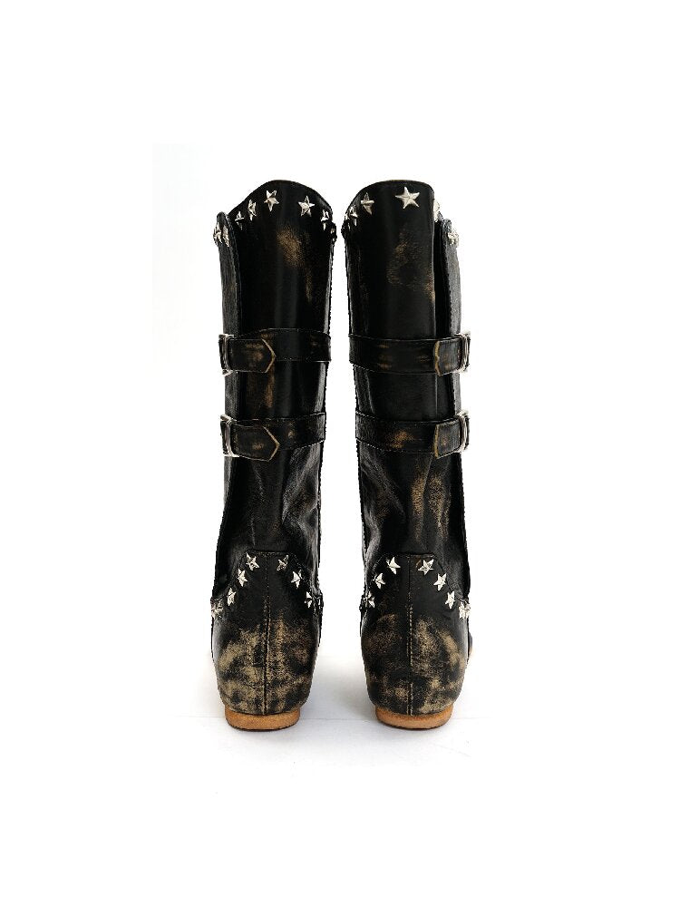 Cowhide Star Nail Herringbone Boot【s0000016439】
