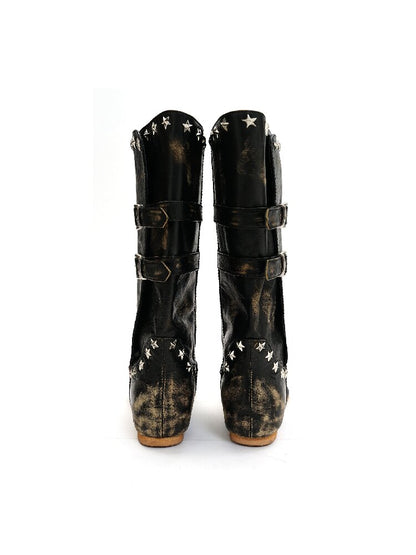 Cowhide Star Nail Herringbone Boot【s0000016439】