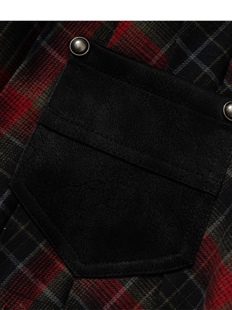 Plaid Stitching Leather Skirt【s0000015546】