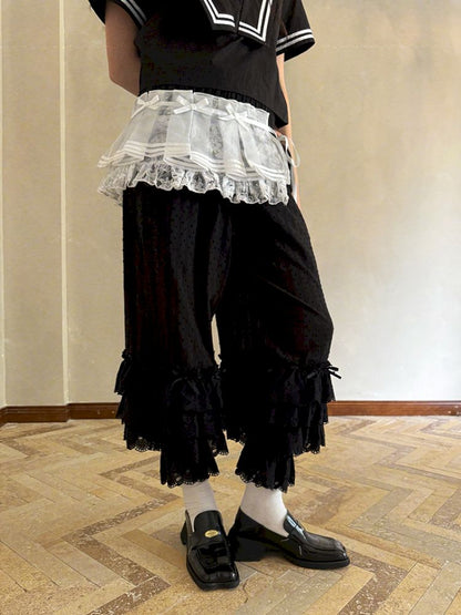 Cute bubble multi-layered lace bows pants【s0000012765】