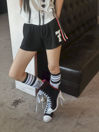 Trash Rock Patch Embroidered Sport Knit Sweatpants【s0000009566】