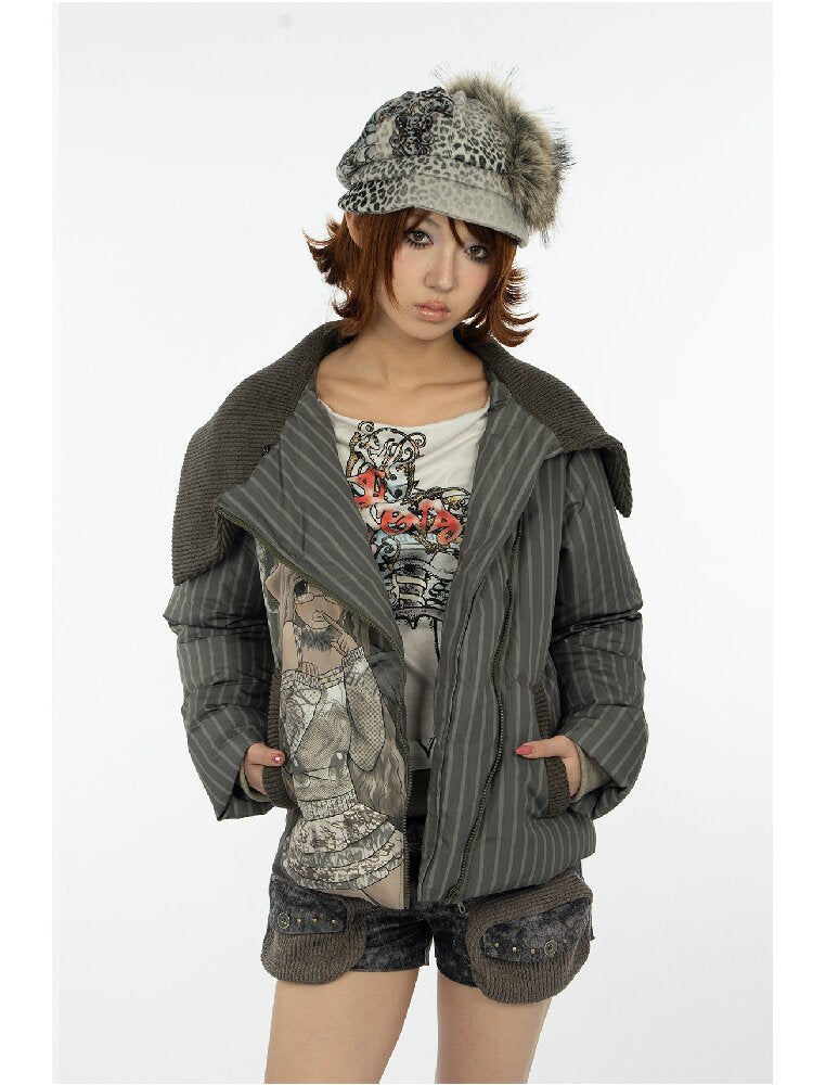 Striped Comic Character Down Jacket【s0000018074】