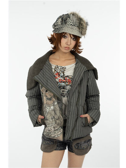 Striped Comic Character Down Jacket【s0000018074】