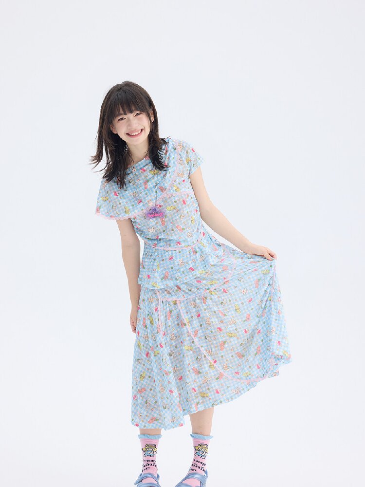 Bunny Lace Asymmetrical Skirt Set【s0000017690】