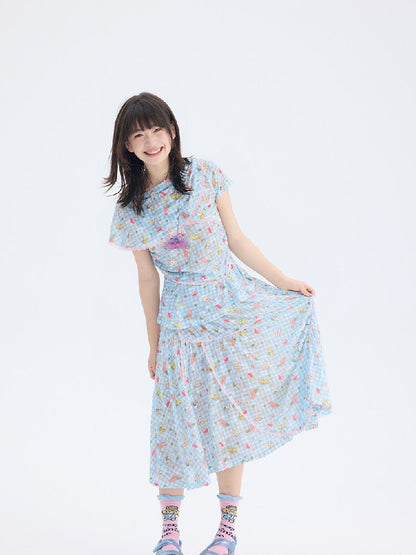 Bunny Lace Asymmetrical Skirt Set【s0000017690】