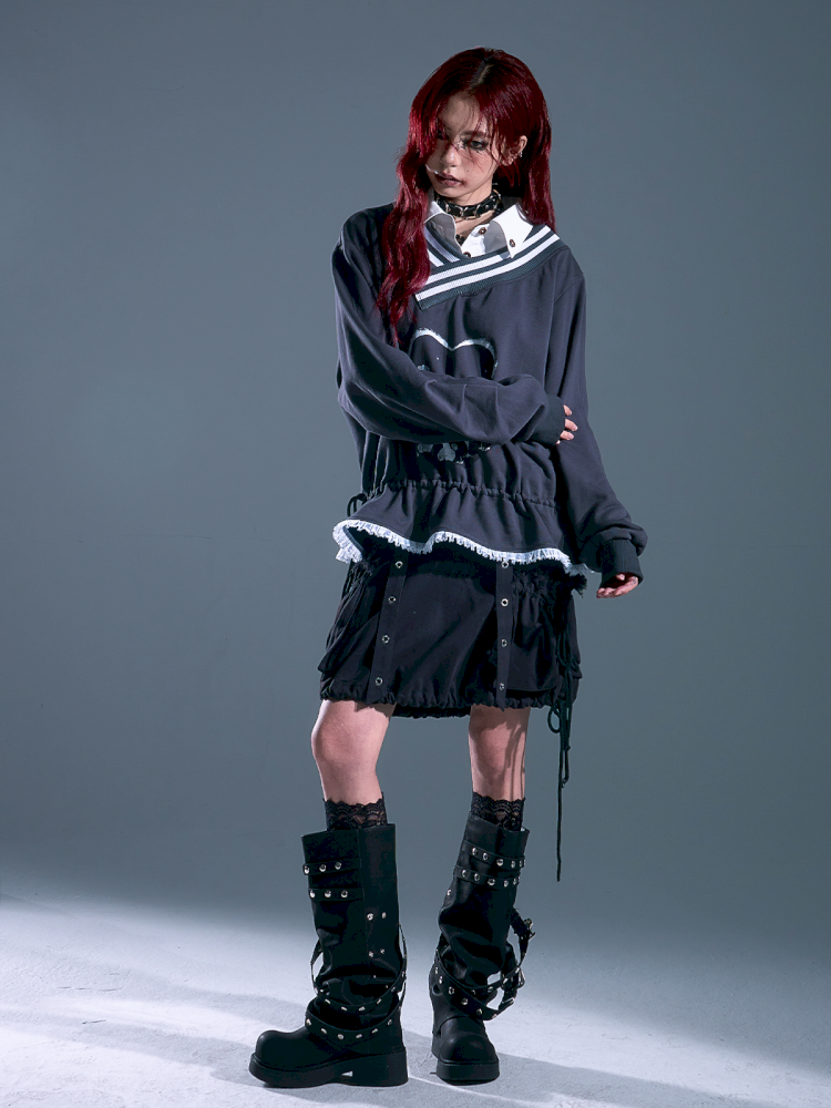 Drawstring Oversized Hoodie Top【s0000013912】