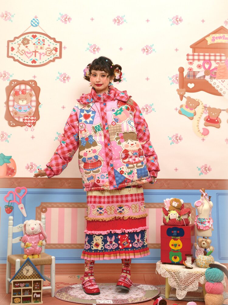 Red Navy Blue Lace Knitted Skirt【s0000015569】