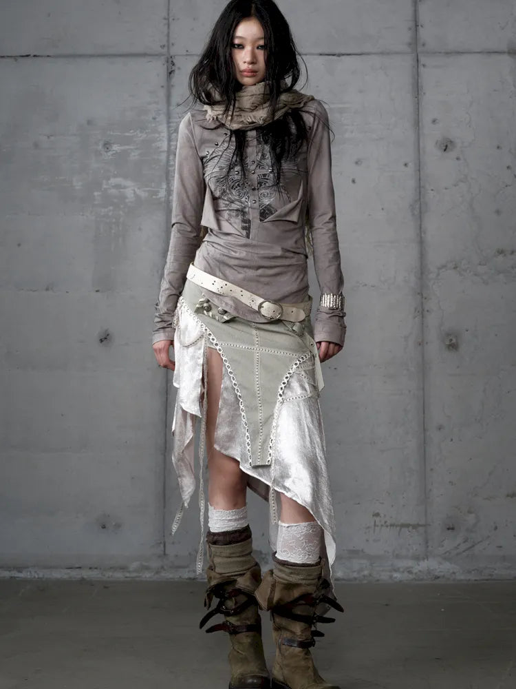 Deconstructed Print Long-Sleeve Knit Base【s0000014117】