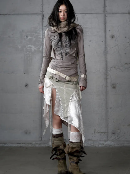 Deconstructed Print Long-Sleeve Knit Base【s0000014117】