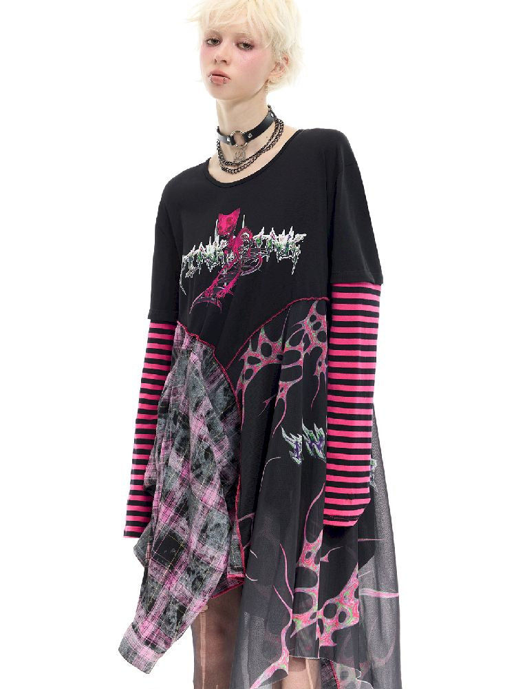 Patchwork Mesh Spice Dress【s0000012065】