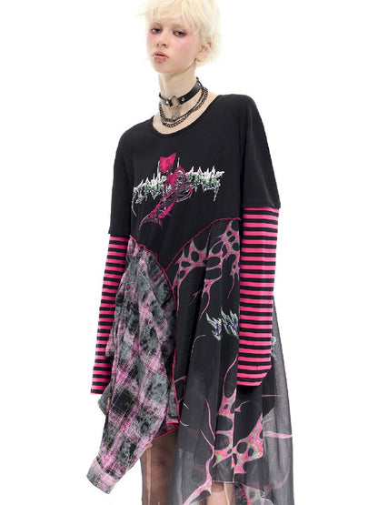 Patchwork Mesh Spice Dress【s0000012065】