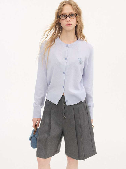 Hand-embroidered Grape Wool Cardigan【s0000015412】