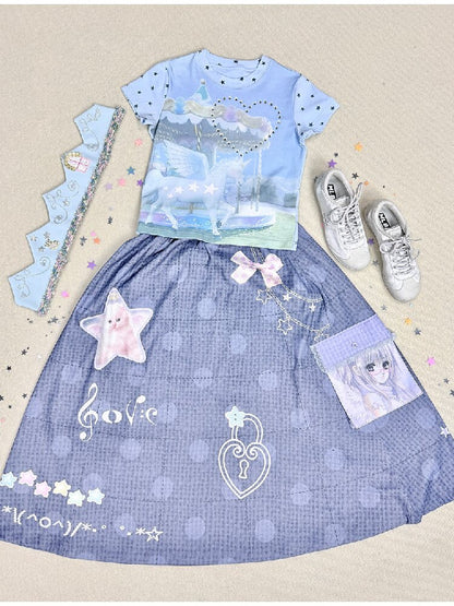 Rhinestone Unicorn Stitching Tee【s0000017132】