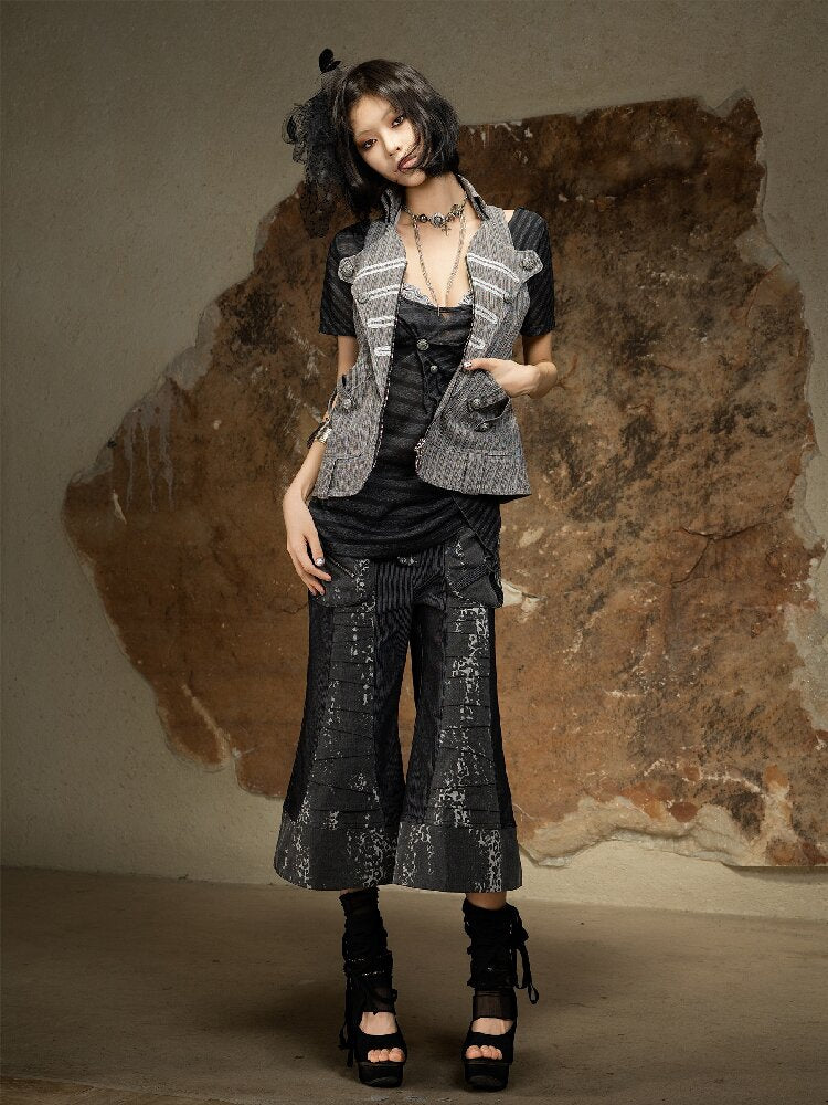 Dark Punk Cropped Bootcut Pants【s0000016887】