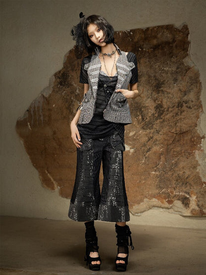Dark Punk Cropped Bootcut Pants【s0000016887】