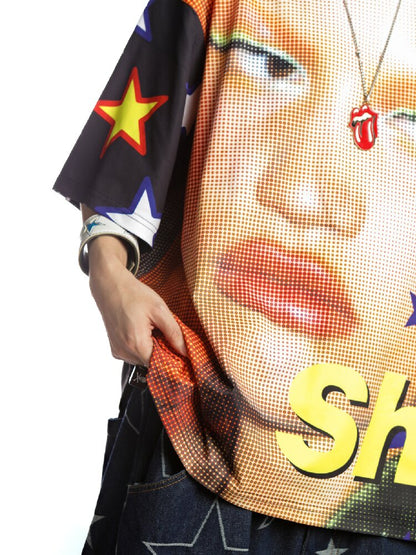 Ghostly Print Contrast T-shirt【s0000015887】