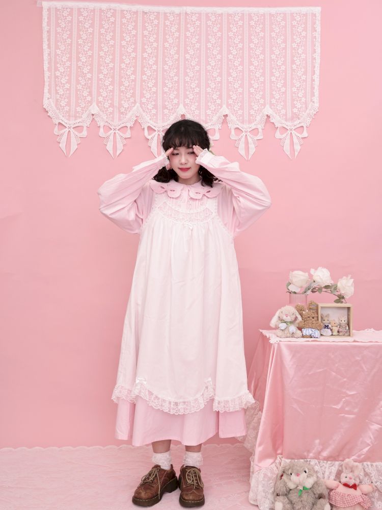 Lace petal hem smocked skirt tank dress【s0000013497】