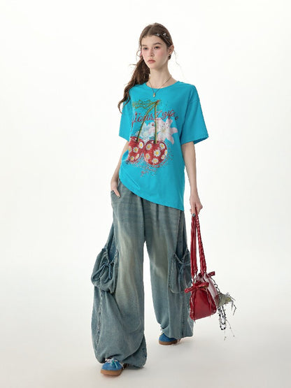 Daisy Cherry Vintage T Shirt【s0000017265】