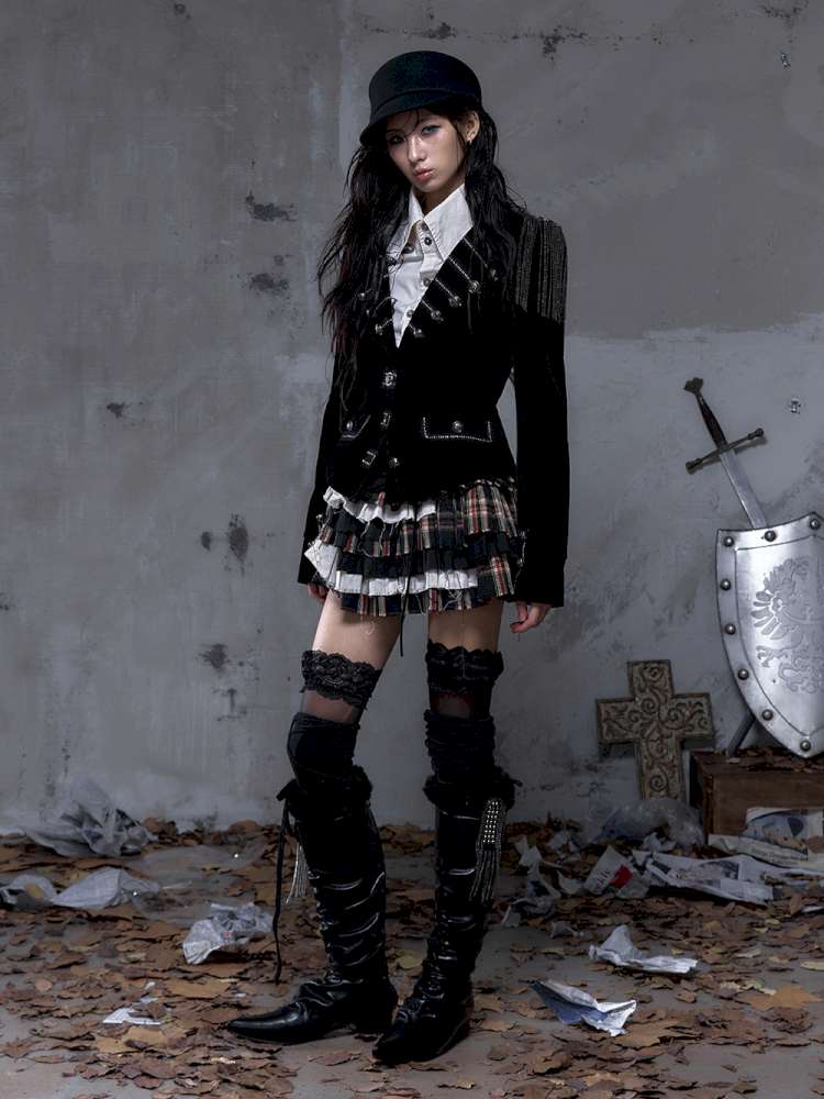 Heavy-Duty Plaid Tiered Skirt【s0000014477】