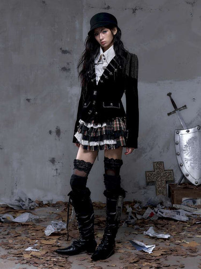 Heavy-Duty Plaid Tiered Skirt【s0000014477】