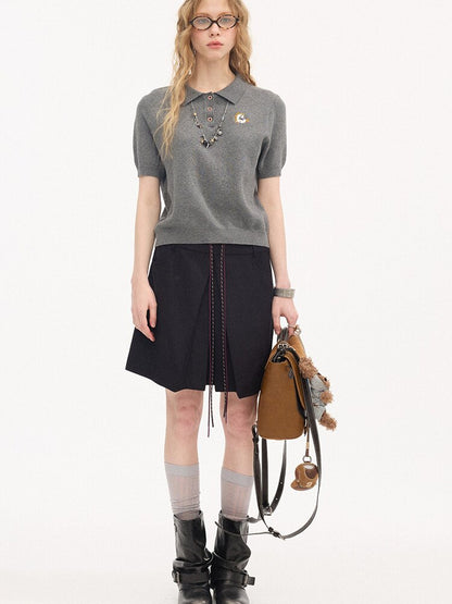 Pony Pigtails Polo Knitted Shirt【s0000015897】