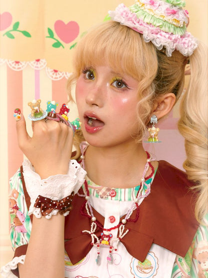 Pudding Bear Resin Colorful Earrings【s0000013353】