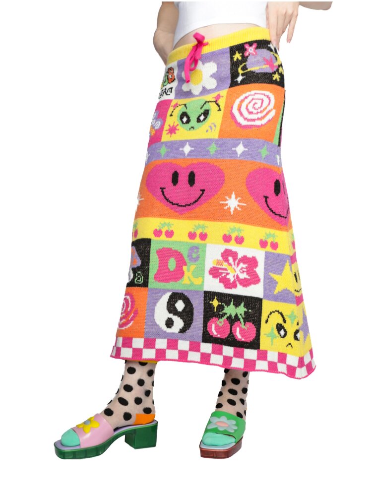 Cartoon Rainbow Knit Stretch Skirt【s0000015555】