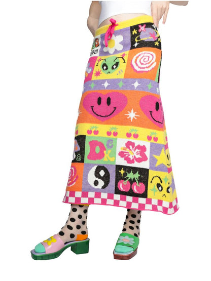 Cartoon Rainbow Knit Stretch Skirt【s0000015555】