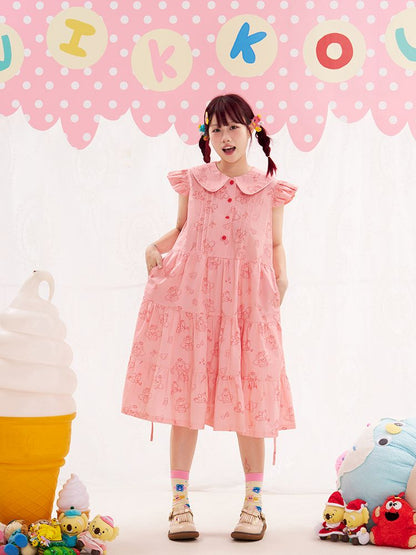 Animal Angel Fly Sleeve Pink Dress【s0000013188】
